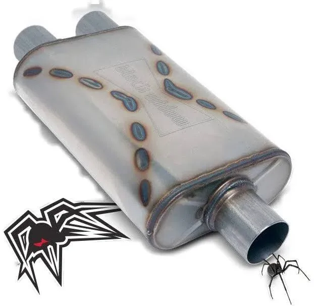 Black Widow Pro Venom 250 Exhaust Muffler, Single In Dual Out, 3&#034; / 3&#034;