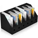 Plastic Foldable Black Magazine File Holder6 Pack Desk Organizer with Colored...