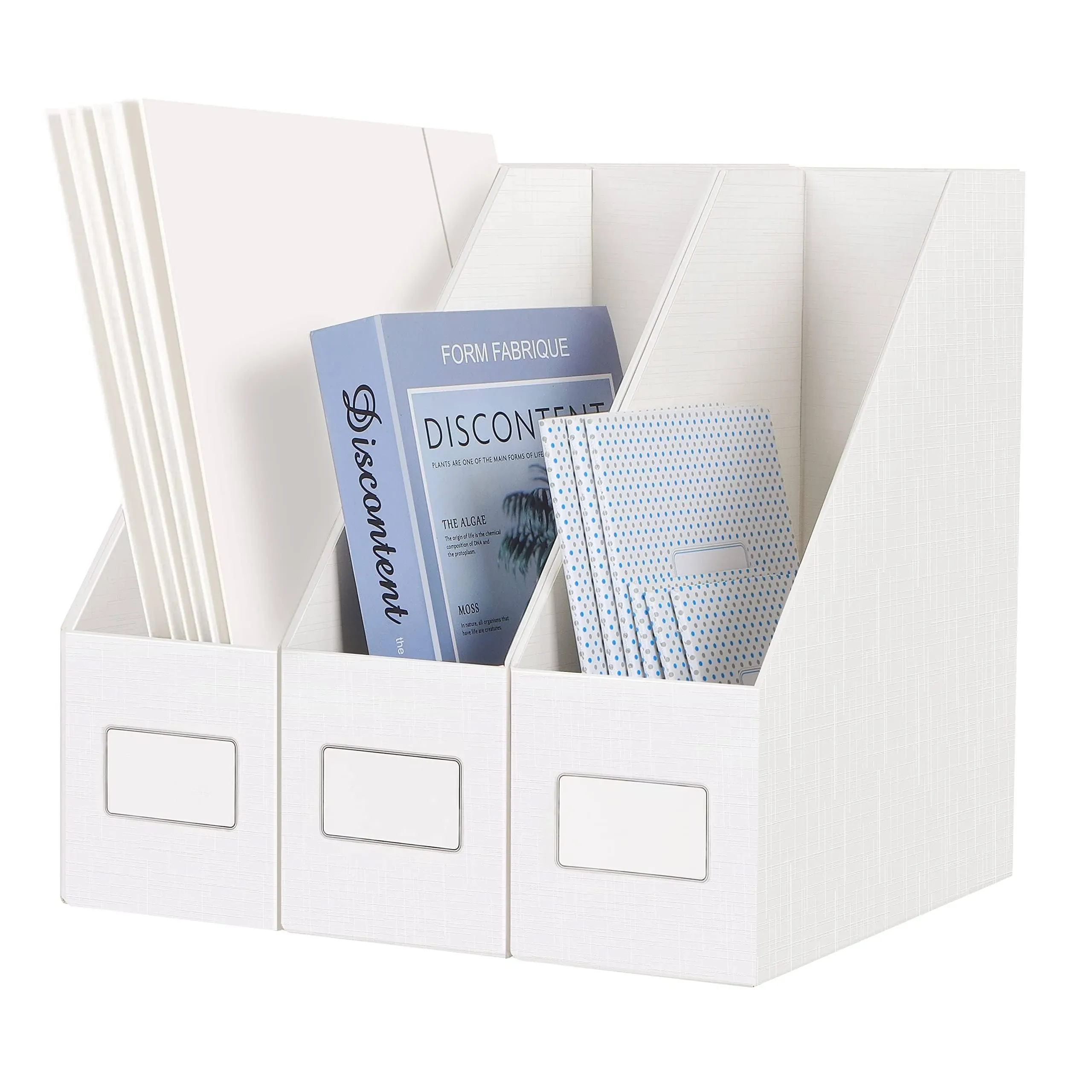 JiaWei Magazine File Holders, 3 Packs White Document Organizer, File Racks,Bo...