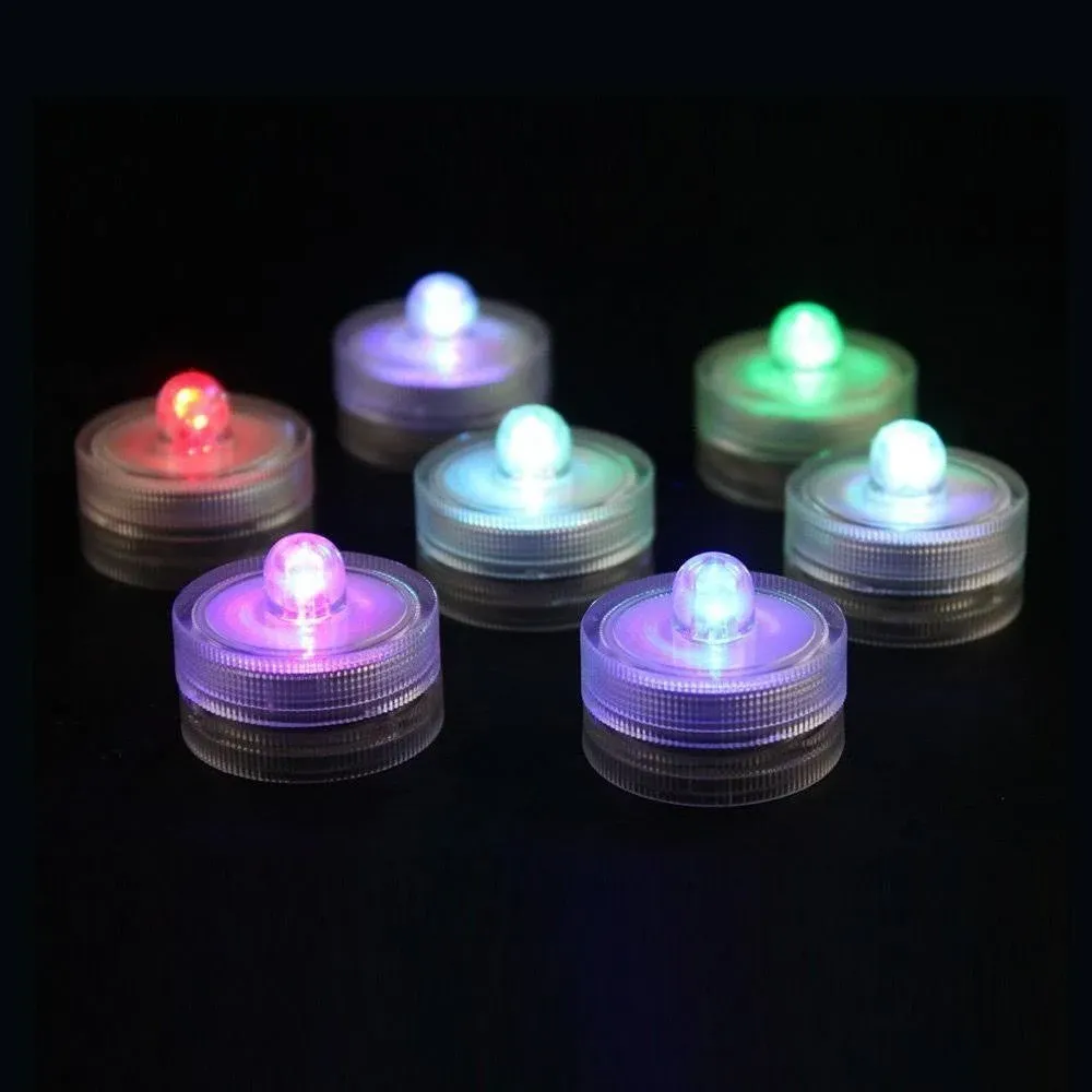 Multicolor Submersible LED TeaLights RGB Color Changing for Special Events, Wedding, Christmas, Party Lights (Pack of 10)