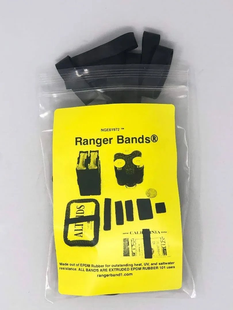 Ranger Bands® Mixed 35 Count Extra Stretch Made from EPDM Rubber for Survival and Strapping Gear Made in the USA Tactical Rubber Bands, Heavy Duty Rubber Bands Black.