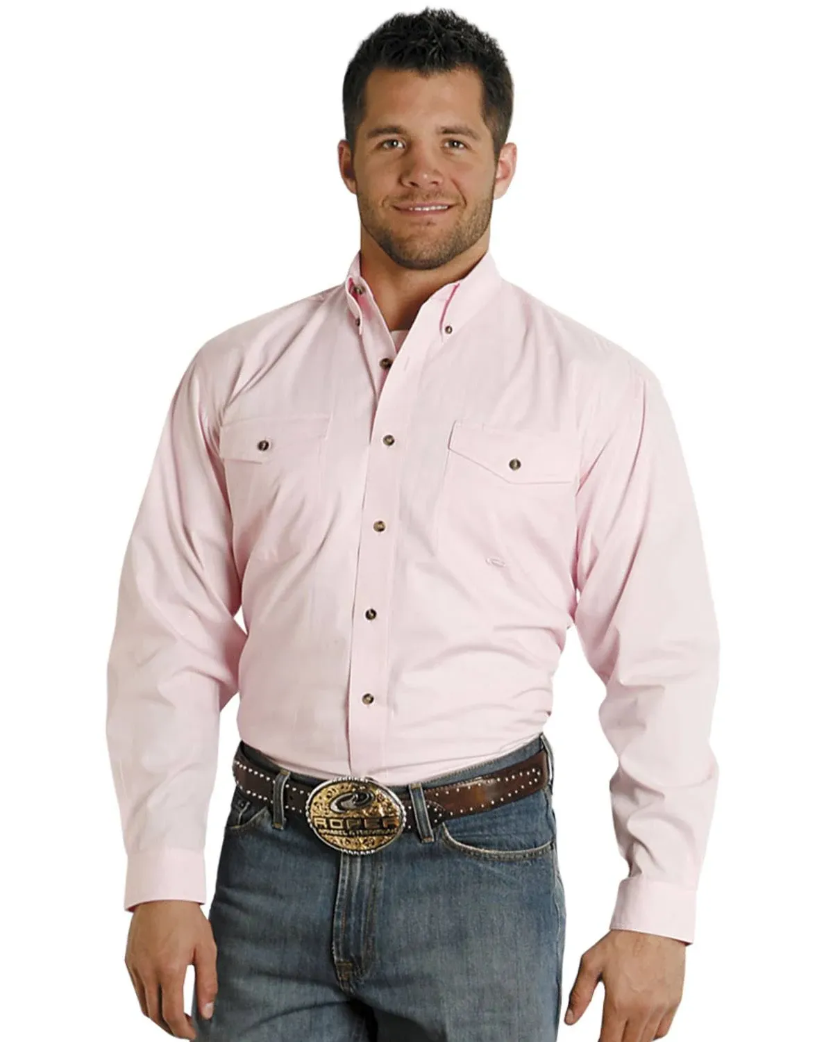 "Men's Roper Solid Pink Western Shirt"