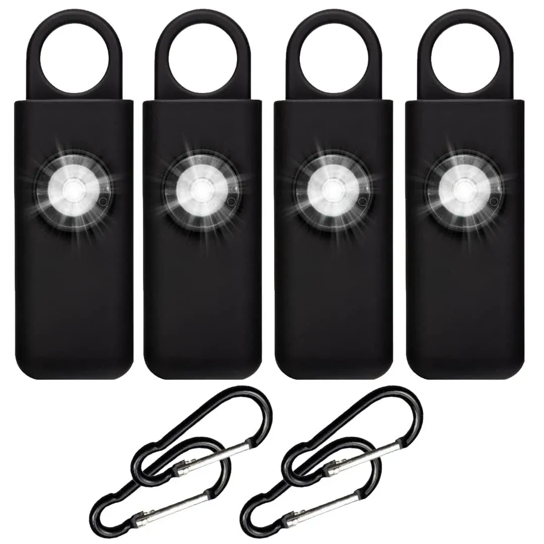 The Original Self Defense Siren Personal Safety Alarm for Women, Men, Kids, Elderly - SOS LED Strobe Light - Air Travel/TSA Friendly - Emergency Safe Key Chain Device, Pocket Size - Black Rechargeable