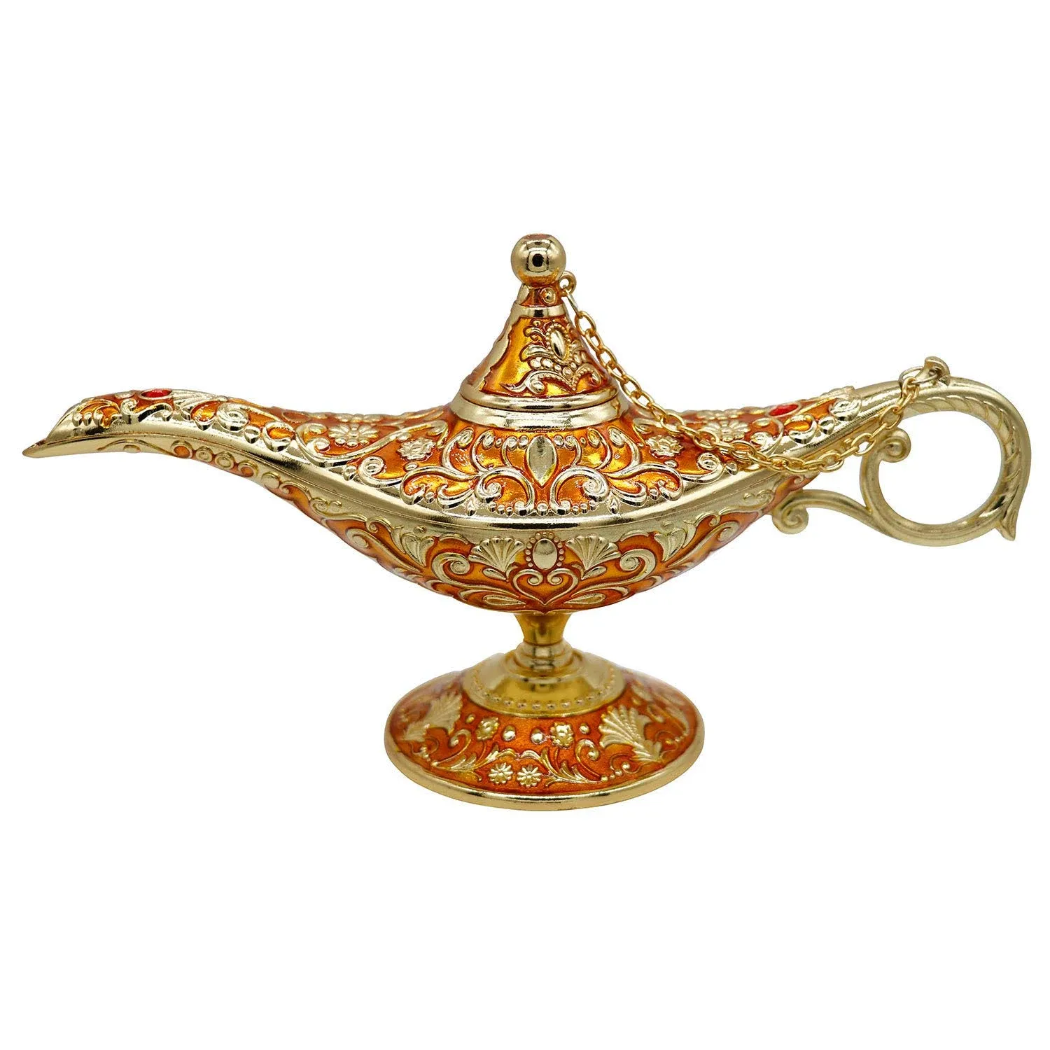 Classic Vintage Rare Legend Aladdin Magic Genie Costume Lamp Home Table Decoration & Gift, Orange