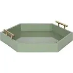 Kate and Laurel Lipton Hexagon Decorative Tray - 18x18 - Green/Gold