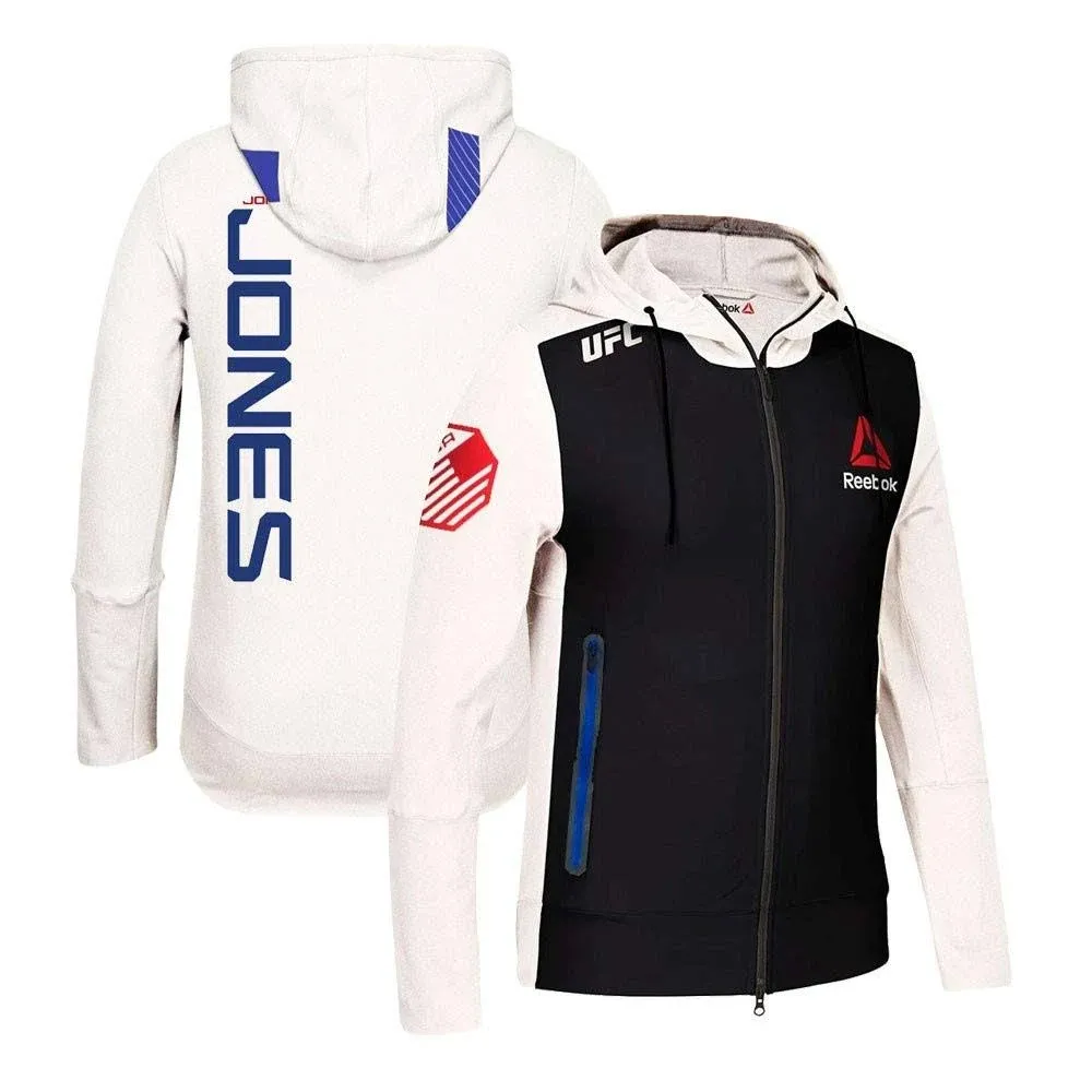 Jon Jones Reebok UFC Fight Kit Full-Zip Official Chalk White Walkout Hoodie