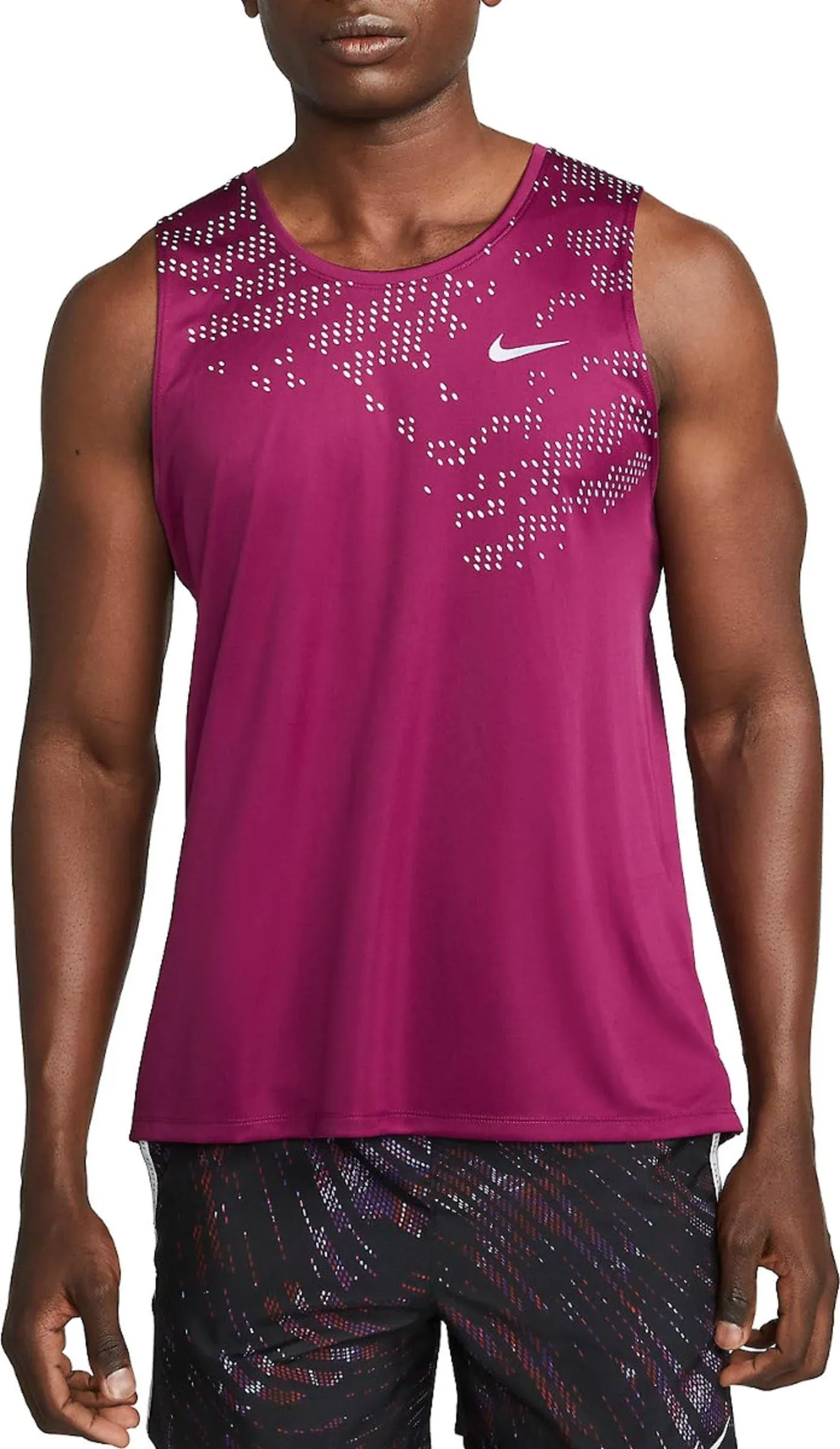 NWT Nike DM4804-610 Men&#x27;s Dri-Fit UV Running Division Miler Tank Bordeaux Size M