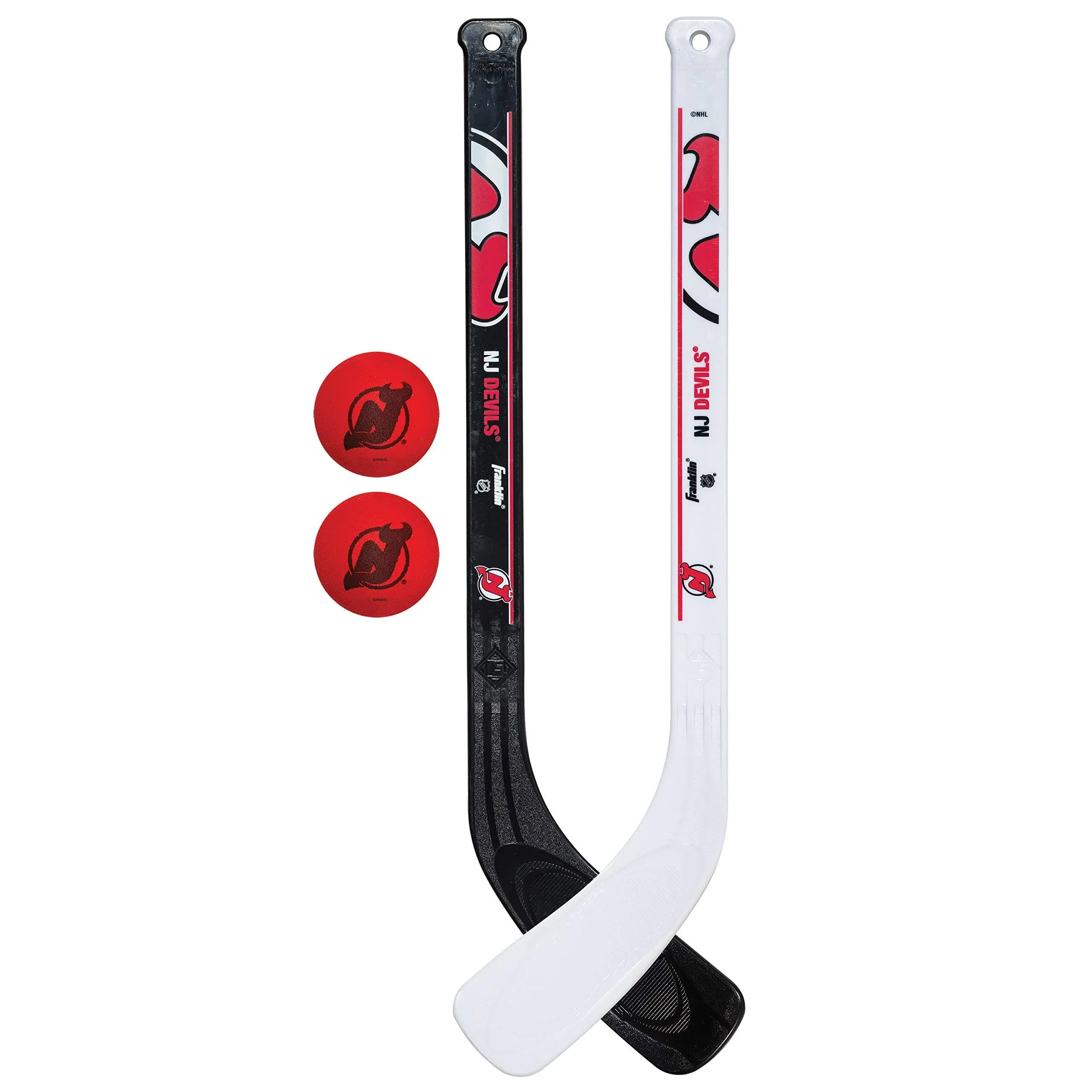 Franklin Sports NHL Mini Hockey Stick Set - NHL Team Knee Hockey Stick and Ball Set - Two Player Stick Set - Great Toy for Kids