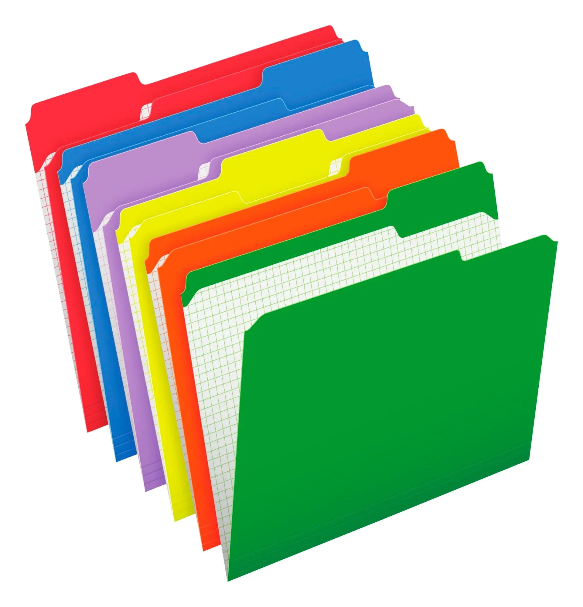 Pendaflex Color File Folders with Interior Grid, Letter Size, Assorted Colors, 1/3 Cut, 100/BX (R152 1/3 ASST)