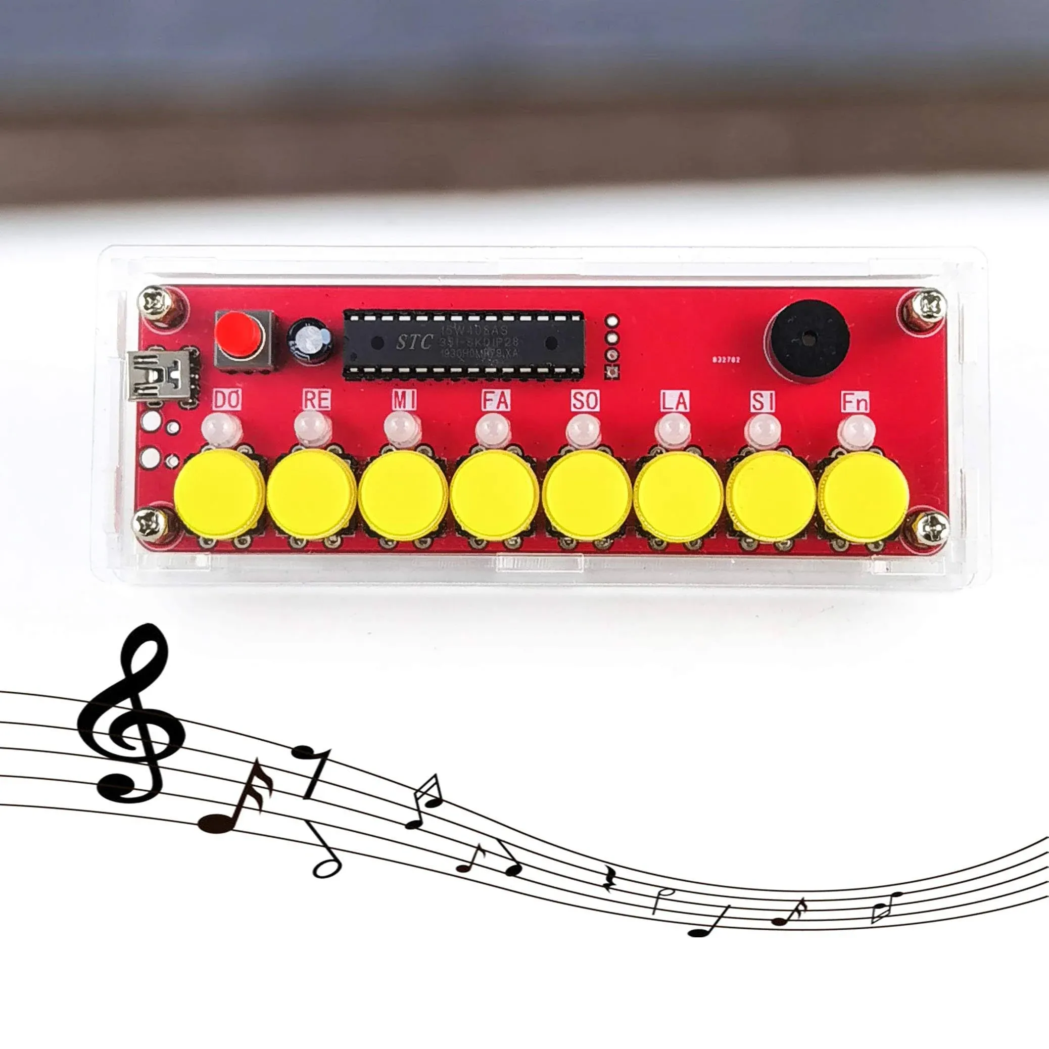 DIY Soldering Practice Project Piano Music Electronic Kit with RGB LED and Acrylic Case for Beginner