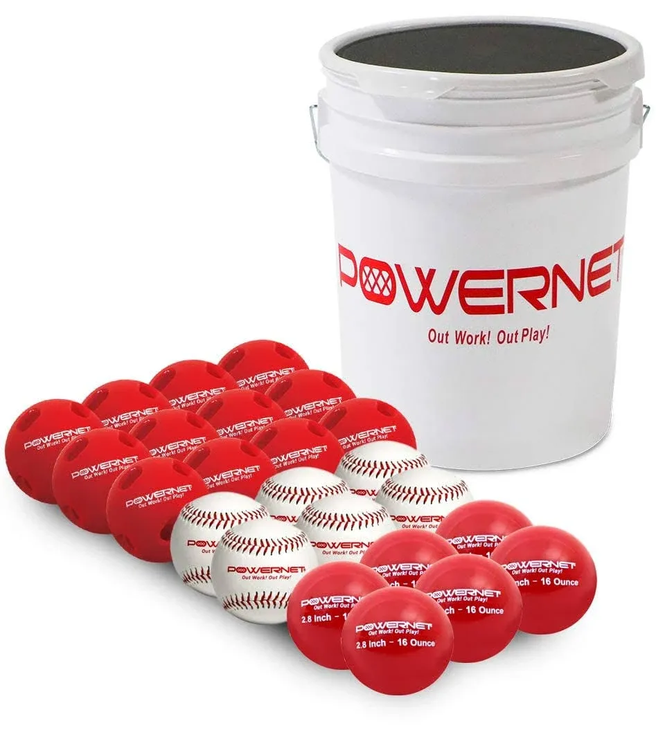 PowerNet Crushers & Weighted Balls, Softball Baseball Hitting Trainer for Improved Speed, Power & Coordination, Batting Practice Baseballs 24 Balls