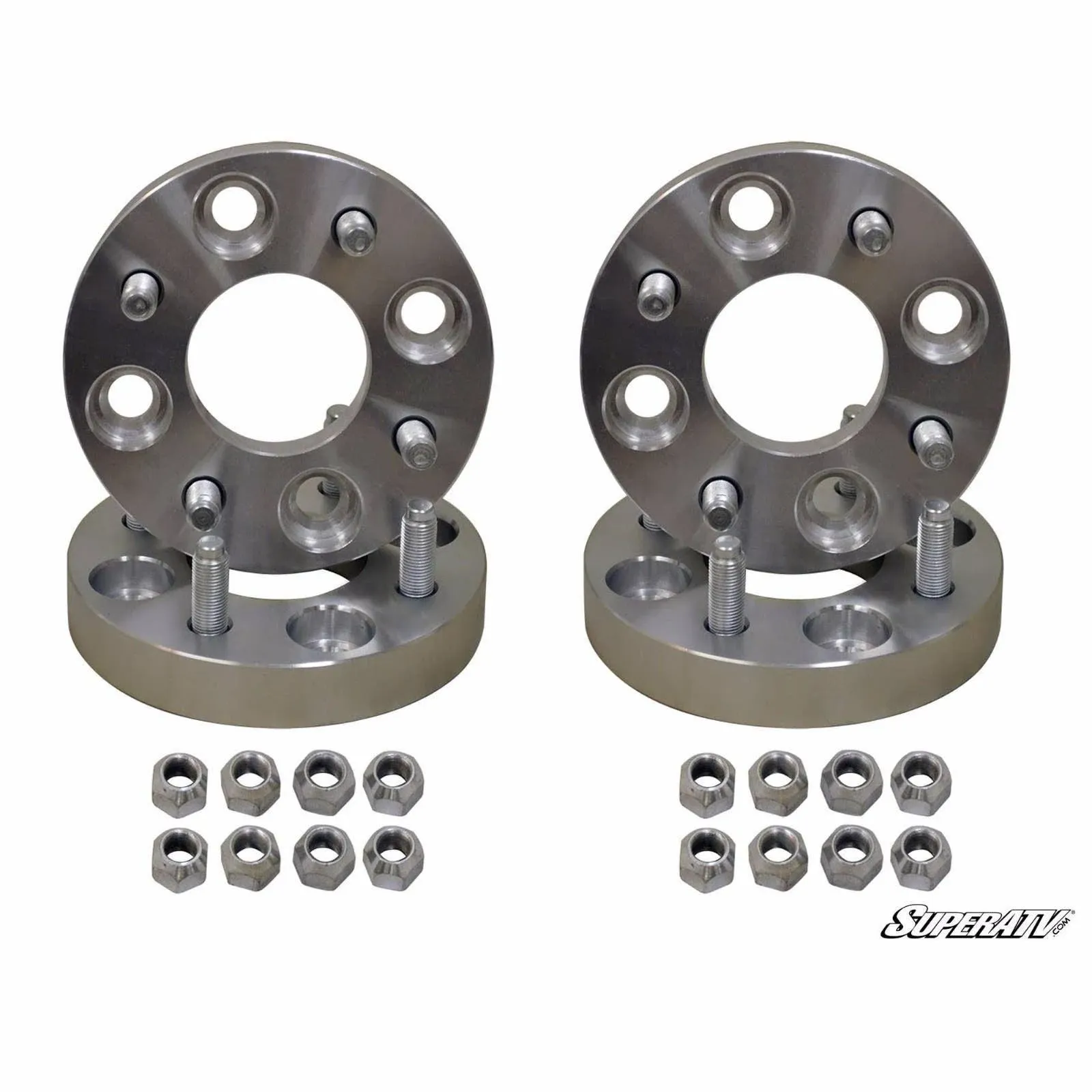 SuperATV 1'' Aluminum Heavy Duty Wheel Adapters for Kawasaki 4/137 OE to 4/110 Pattern - (4 total)