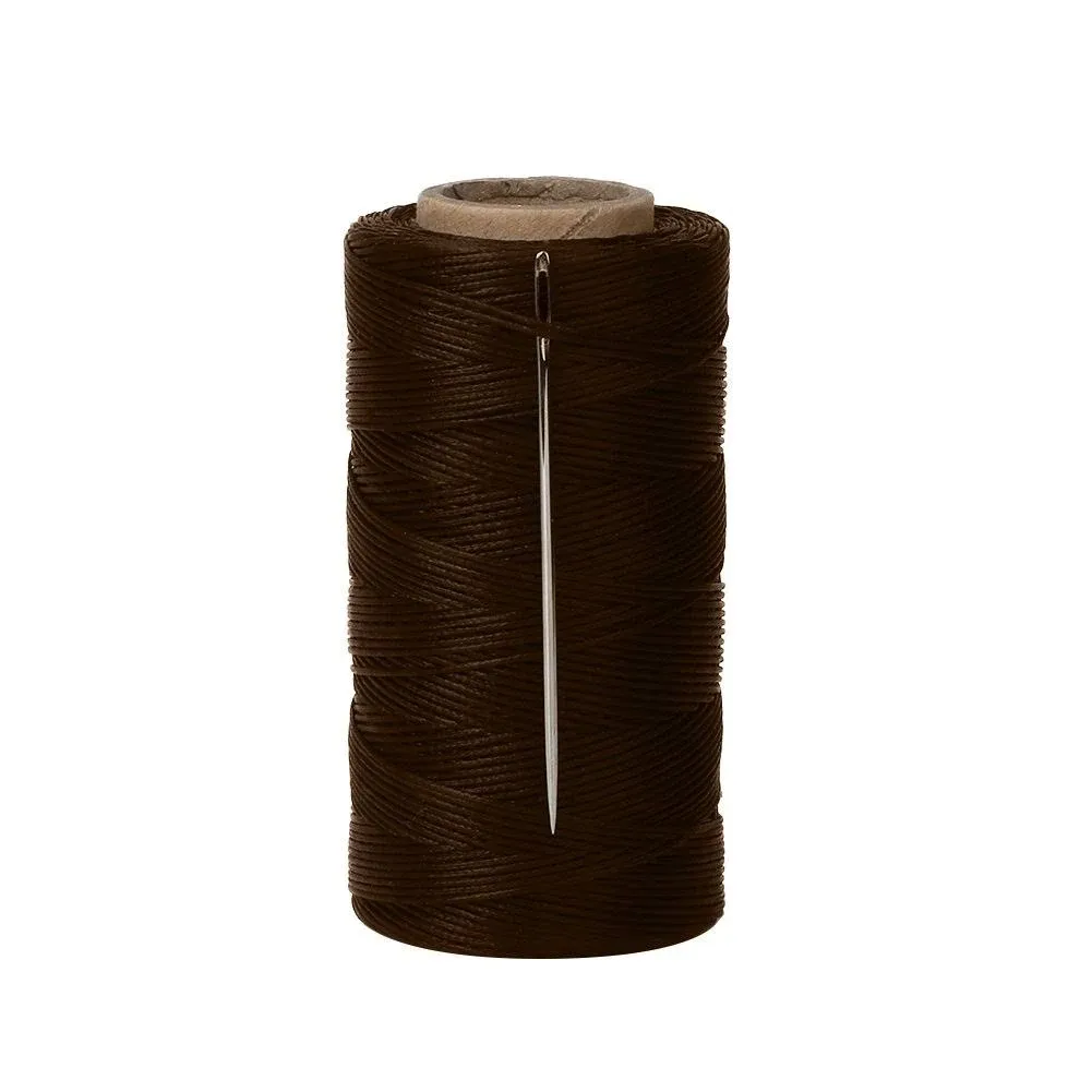 Tenn Well 328Yards 150D 1MM Waxed Thread, Flat Sewing Wax Sail Kit with Brown 