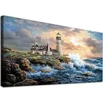 JATOK Large Diamond Painting Kits for Adults (35.5 x 15.7 inch) DIY 5D Lighthouse Full Round Drill Crystal Rhinestone Embroidery Pictures Arts Paint by Diamond Art Kits for Home Wall Decor Relax