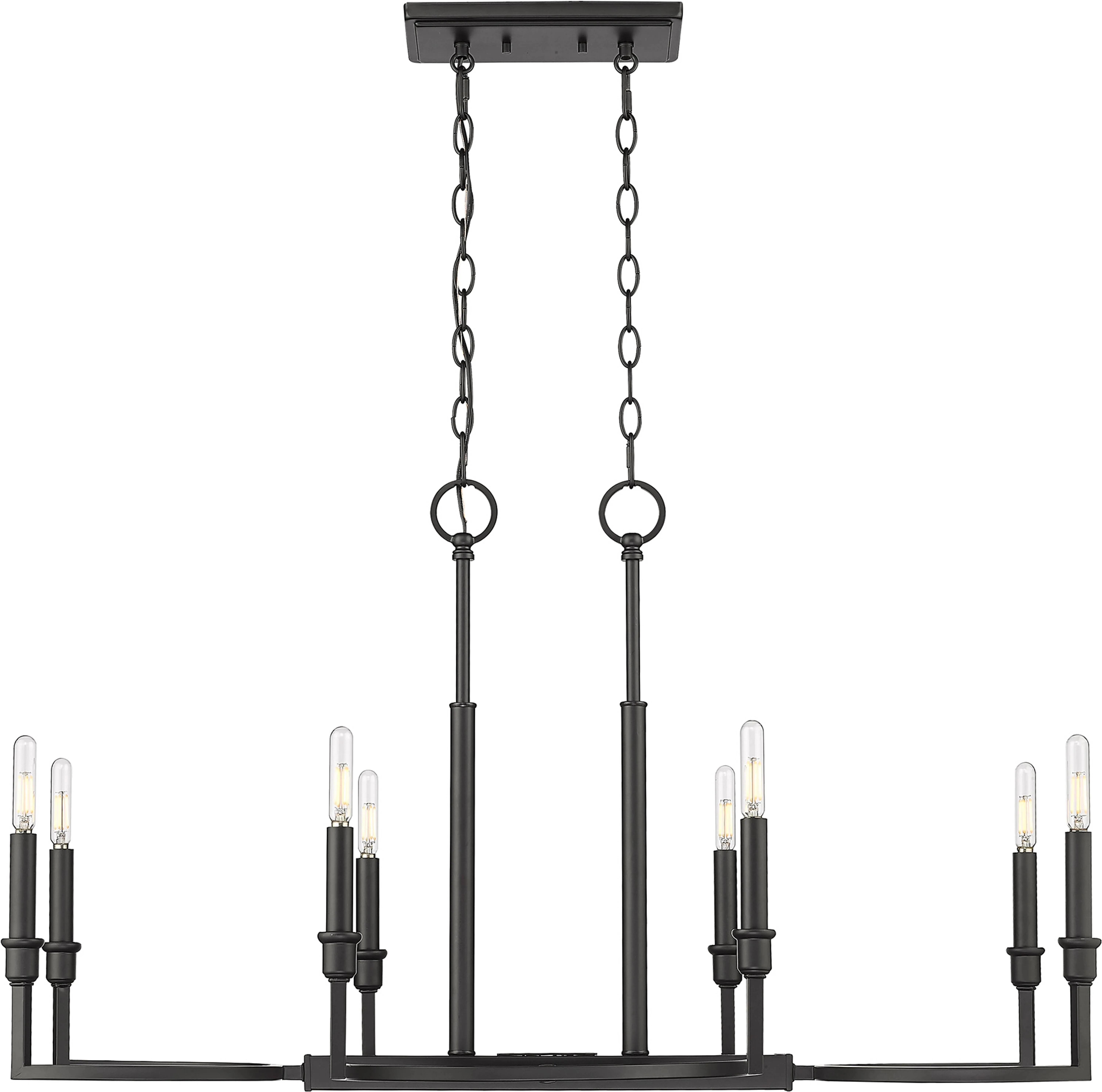 Golden Lighting 8209-LP Blk Ellyn Linear Pendant, Matte Black