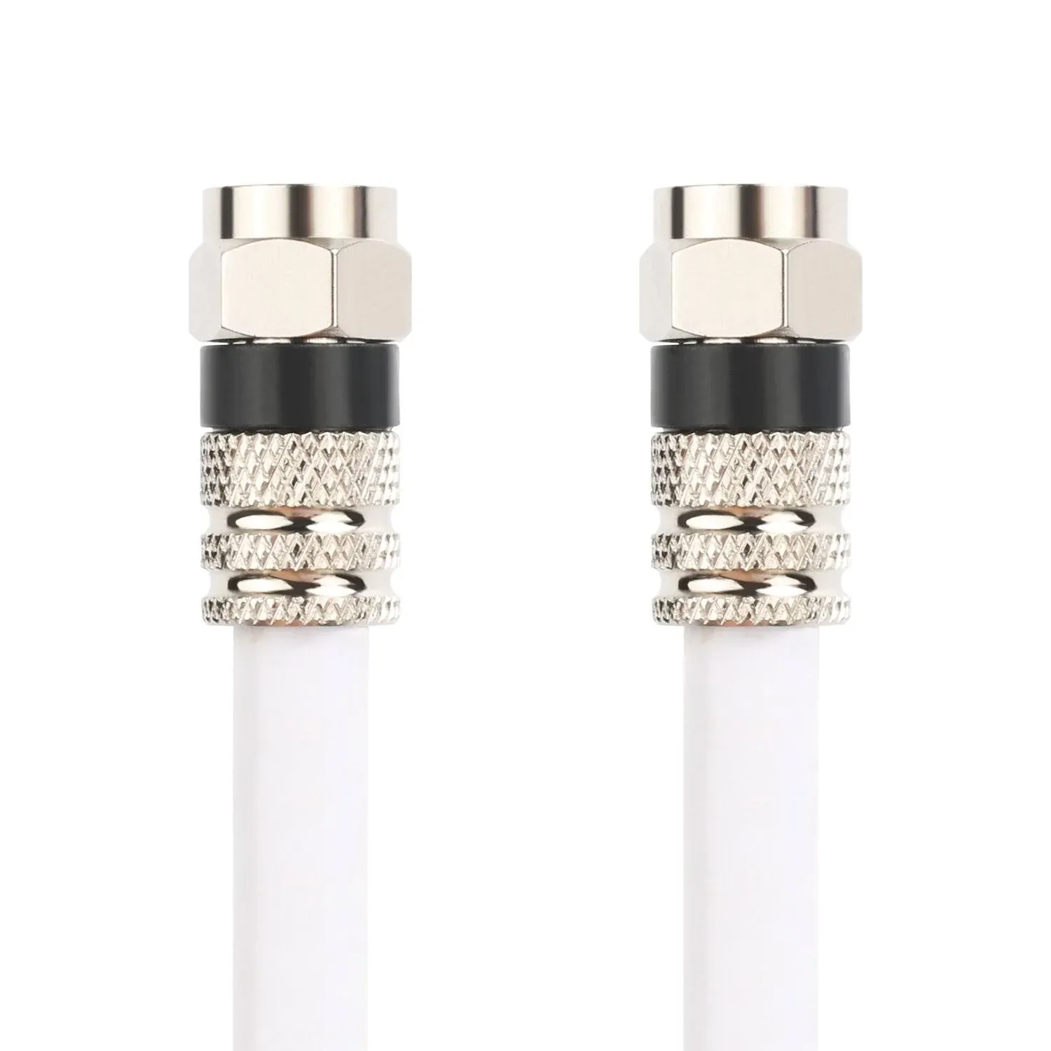 Postta Digital Coaxial Cable(20 Feet) Quad Shielded White RG6 Cable with F-Male Connectors