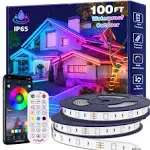 Aulimhti 100Ft Outdoor LED Strip Lights Waterproof,Mus<wbr/>ic Sync RGB IP65 Outsid...