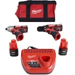 Milwaukee 2494-22 M12 Cordless 2-Tool Combo Kit