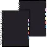 EOOUT 2pcs Multi Subject Notebook, Spiral Notebook College Ruled with Tabs, 7.5×10 Inches, Lined Journals with Dividers, 290 Pages, for Gifts, Office