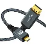 Twozoh Long 4K Micro HDMI to HDMI Cable 15ft, High-Speed Full HDMI to Micro HDMI ...