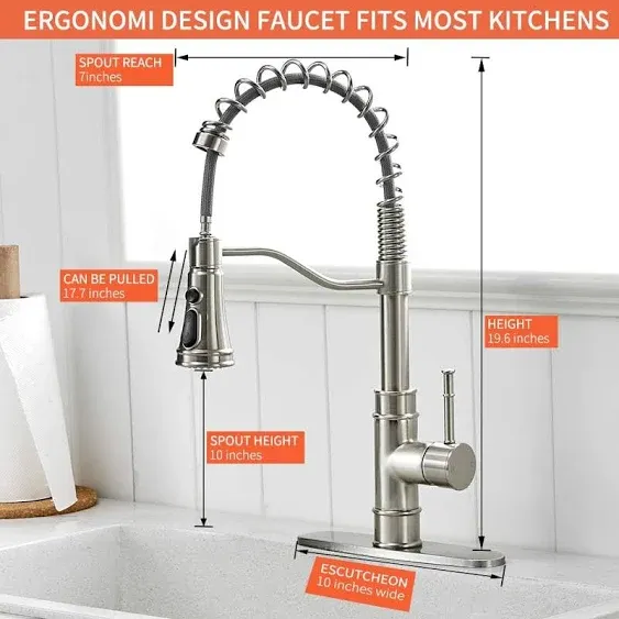 OWOFAN Kitchen Sink Faucets with Pull Down Sprayer