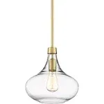 Possini Euro Design Pendant Light Fixture - Single Bulb, Clear Glass Shade, Mini Gold Pendant Light for Kitchen Islands, Living Rooms, Bedrooms, Dining Rooms, and Foyers - 11" Wide, 11" High