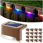 DenicMic 16 Pack Fence Post Solar Lights for Patio Pool Stairs Step and Pathway, Weatherproof LED Deck Lights Solar Powered Outdoor Lights (Warm White)