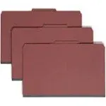 Smead Pressboard Classification File Folder 2 Dividers Letter Size Red 10 Box