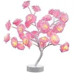 COLORLIFE Tabe Lamp Color Changing Flower Tree Rose lamp with Remote Control with Timer Christmas Birthday Gift for Girl Kids Women for Holiday and Party(White)