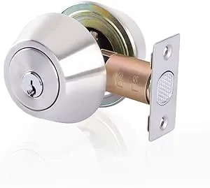 Rulart Double Cylinder Deadbolt Keyed On Both Sides, 2-Way Adjustable Deadbolt (Privacy/Passage), Satin Stainless Steel, Silver