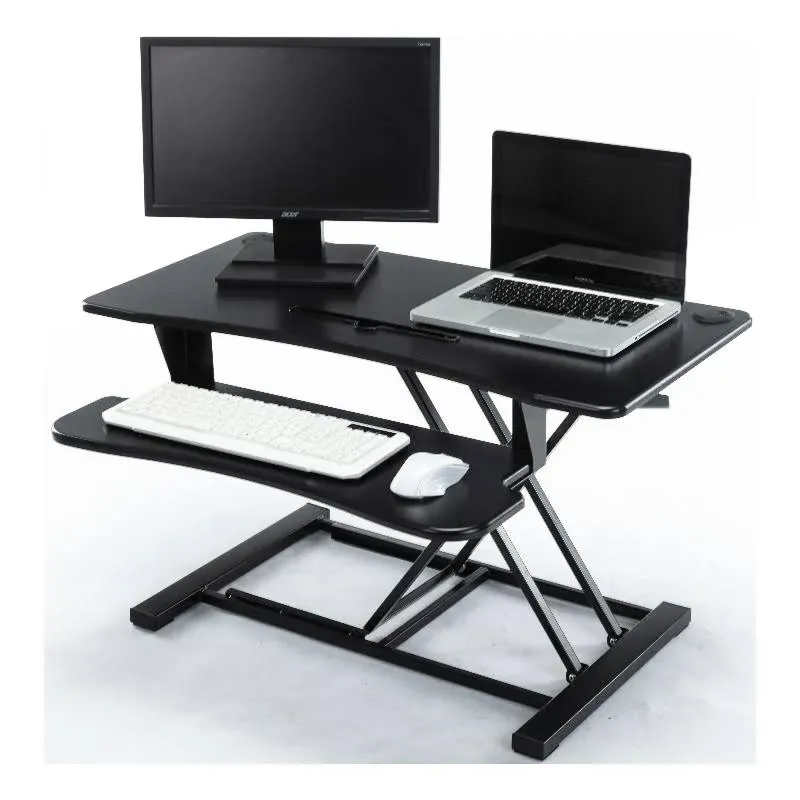 Legend Vansen 32&#034; Adjustable Height Modern MDF Wood Workstation in Black