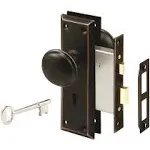 Prime-Line E 2495 Mortise Keyed Lock Set with Classic Bronze Knob – Perfect for Replacing Broken Antique Lock Sets and More, Fits 1-3/8 In.-1-3/4 In. Interior Doors, Classic Bronze (Single Pack)