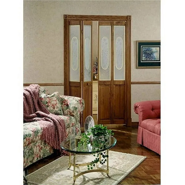 LTL Home Products 812730 Elizabthian Half Glass Bifold Interior Solid Wood Door, 36 Inches x 80 Inches, Unfinished Pine