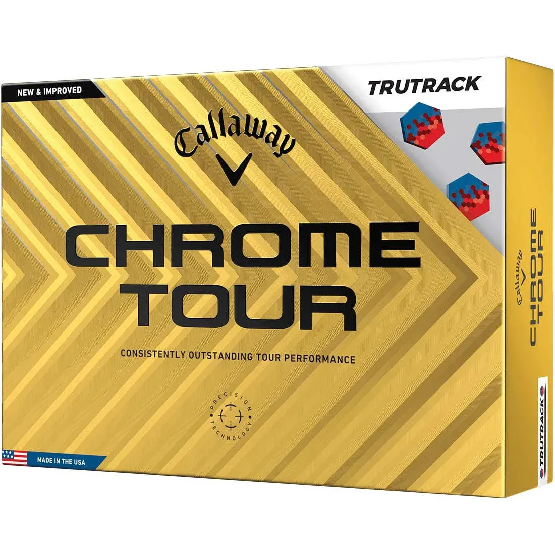 Callaway Chrome Tour Tru Track Golf Balls (White/Blue/Re<wbr/>d, 12pk) 1dz 2024 NEW