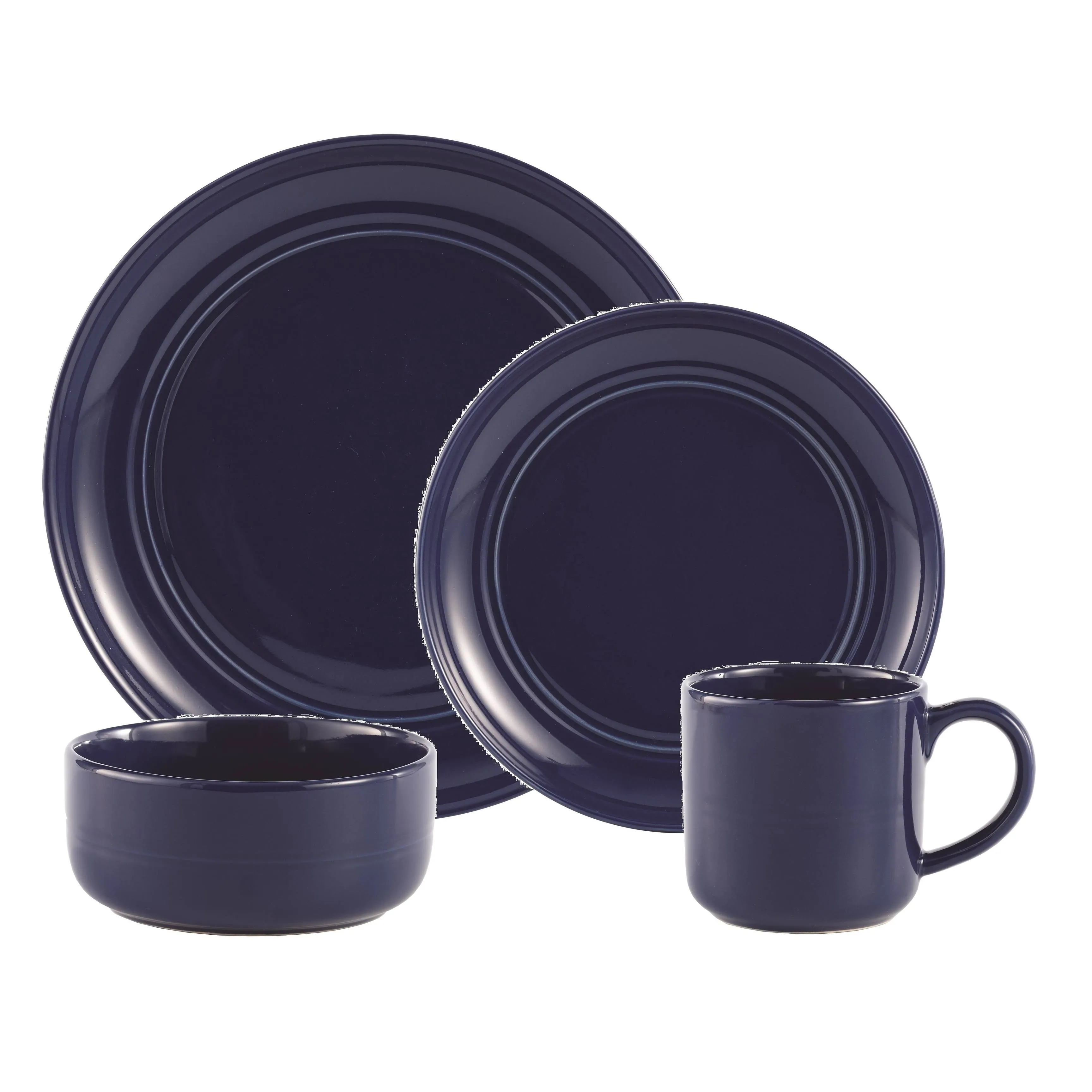 Dinnerset 16pc Navy Stoneware Ridge - Safdie & Co HK02630