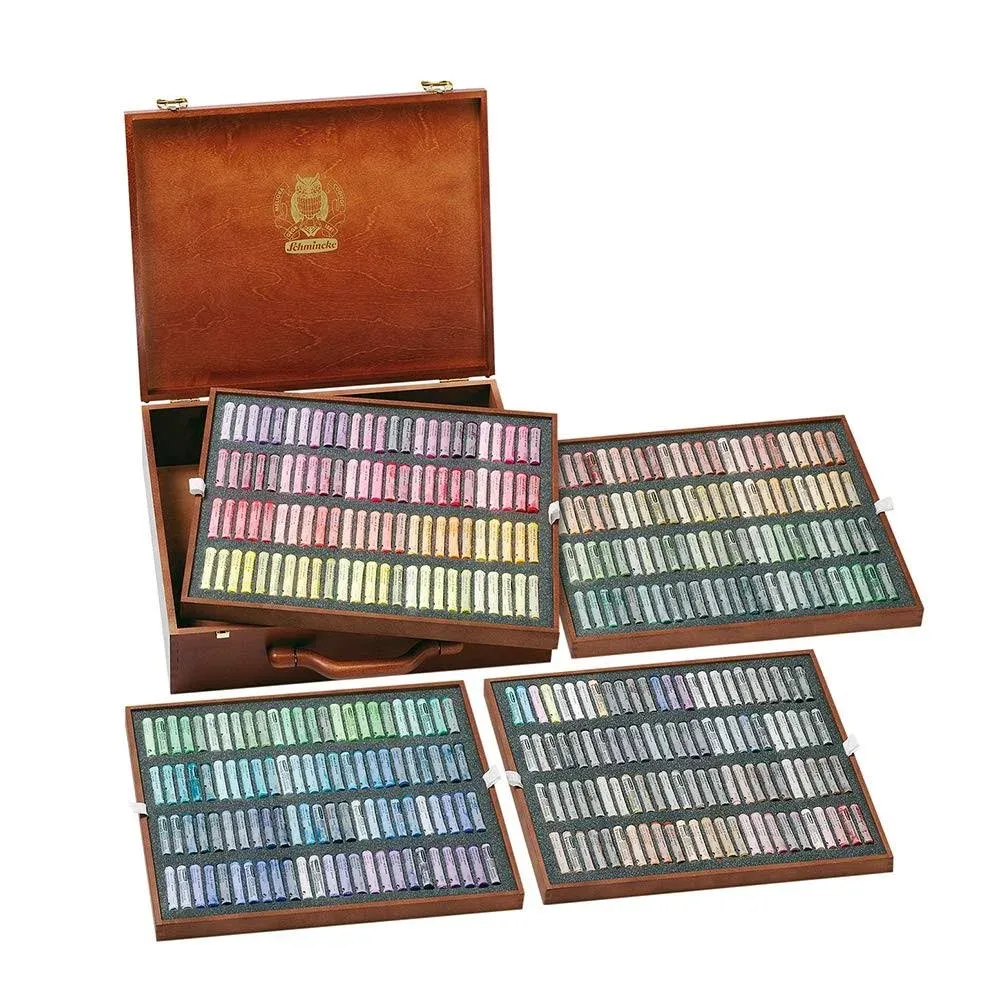 Schmincke Soft Pastels Walnut Stained Wood Box Set of 400, Assorted Colors