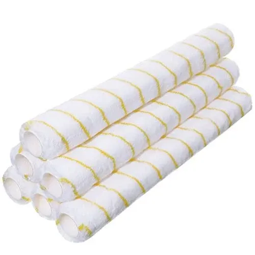 6 Pcs 18 inch Paint Roller Covers 3/8 '' nap Microfiber Paint Roller Sleeves Smooth Large Paint Roller for Wired or Simple Painting Roller Frame Wall Ceilings Home Painting Supplies, Core Dia 1.5''