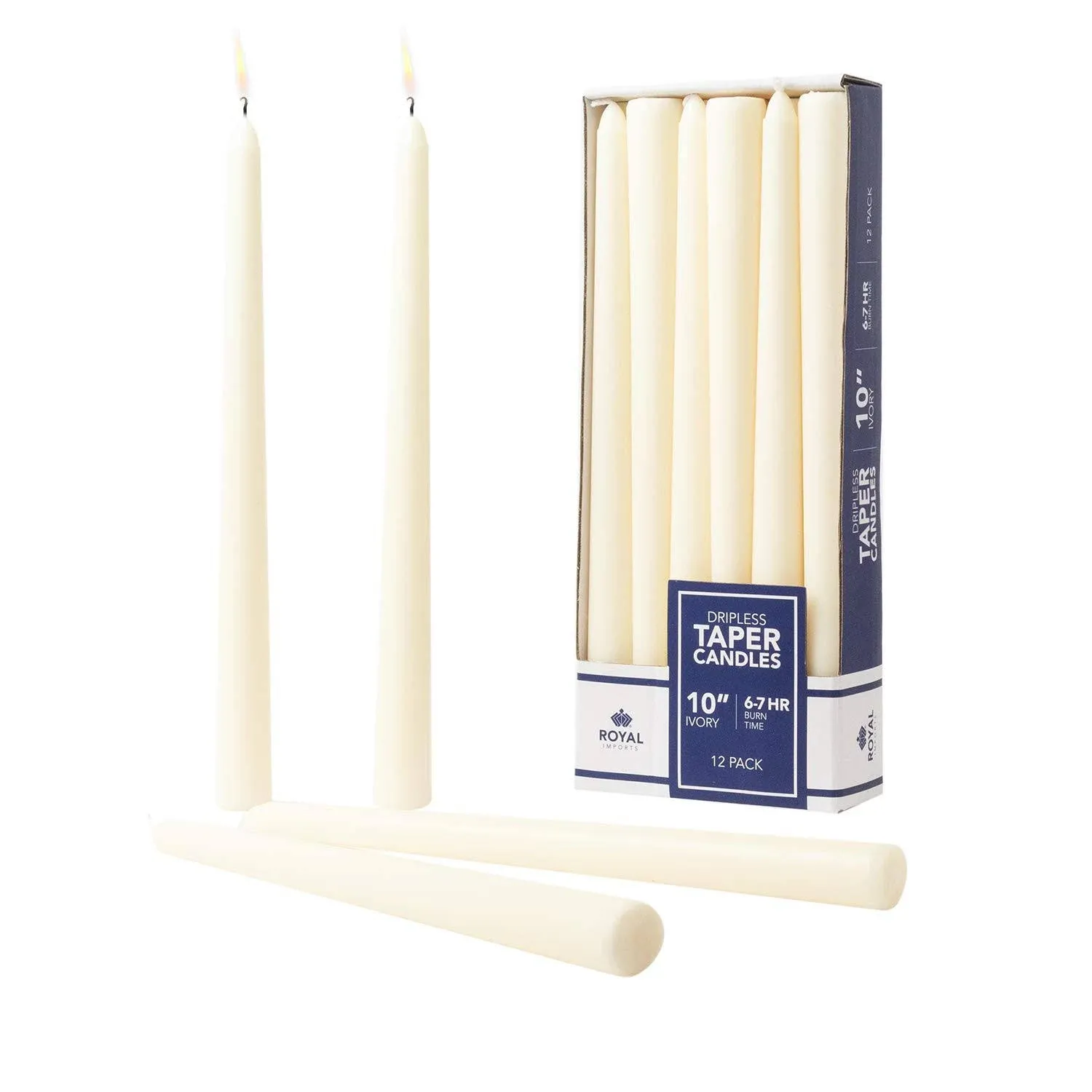 Royal Imports Unscented Taper Candles, Elegant Premium Quality, Dripless &amp;