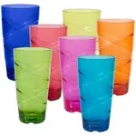 24-Ounce Multi-Colored Plastic Tumbler Set, Set of 8 Cups