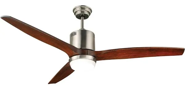 URBAN 33 Thrush 52-in Stainless Steel with Rosewood Blades Integrated LED Indoor Downrod or Flush Mount Ceiling Fan with Light and Remote (3-Blade) Lowes.com