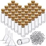 50 Pieces Small Mini Glass Bottles Jars with Cork Stoppers Set, Tiny Cork Glass