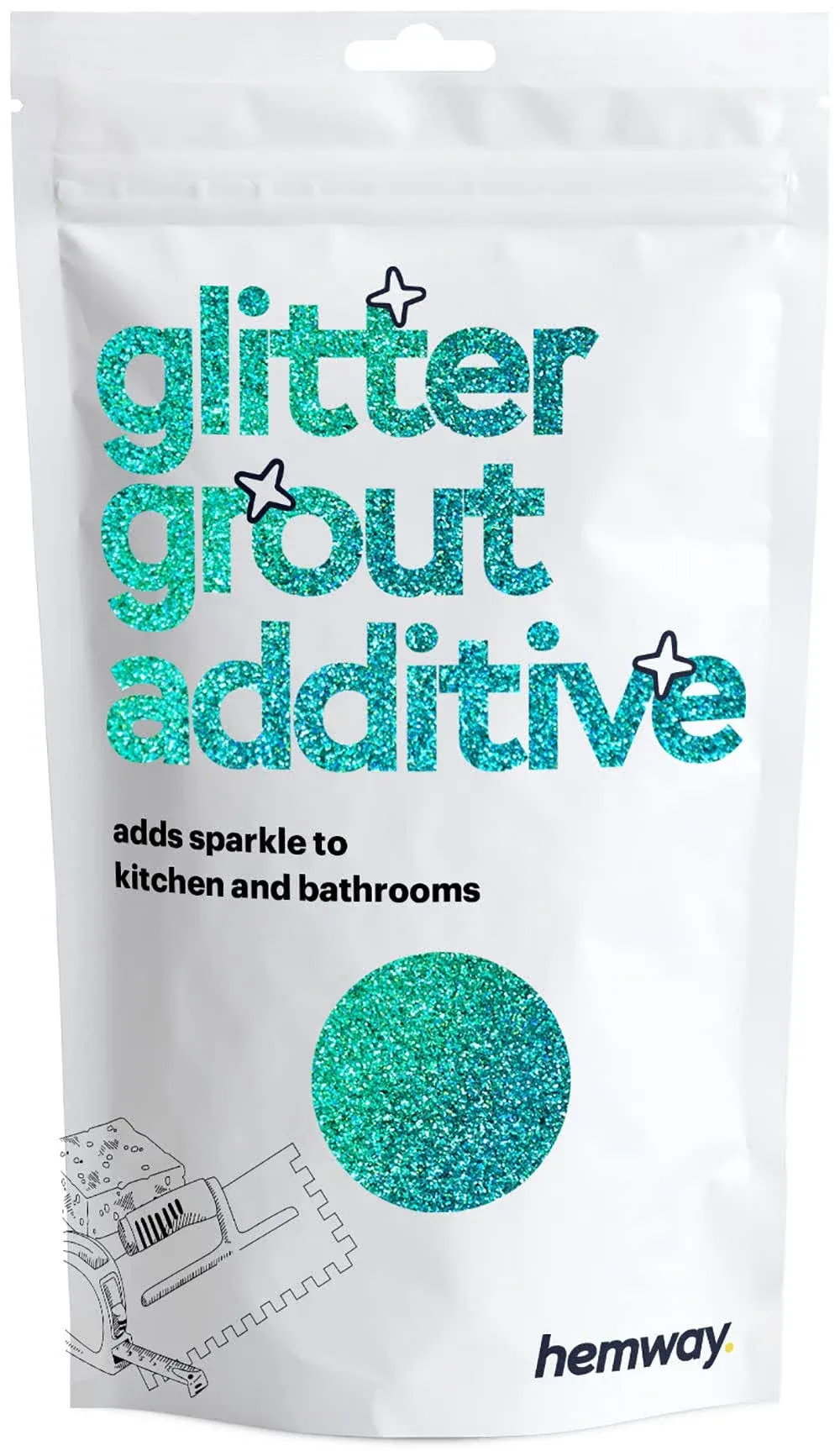 Hemway Turquoise Holographic Glitter Grout Tile Additive 100g Tiles Bathroom