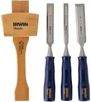 IRWIN Chisel Set for Woodworking with Mallet, 4-Piece (1788114)