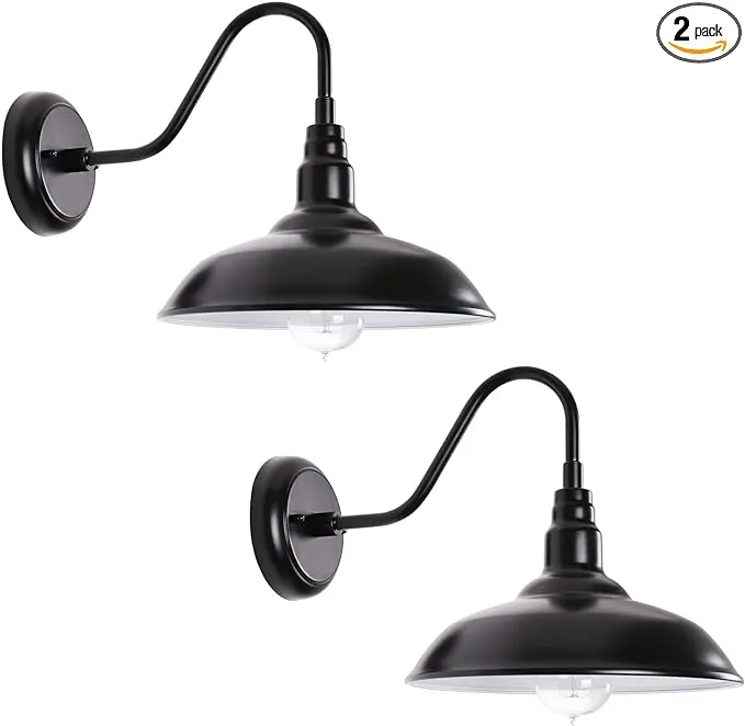 GOALPLUS 10 Dome Outdoor Gooseneck Light, Satin Black Gooseneck Barn Wall Sconce ...