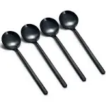 Set of 8 Mini Espresso Spoons 5.3-inch Matte Black Frosted Handle Stainless Steel Coffee Spoons for Dessert Tea Ice Cream Sugar Cake Coffee