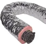 Master Flow F8IFD10X300 Insulated Flexible Duct, 10 in, 25 ft L, Fiberglass, Silver