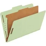 Pendaflex Recycled Classification File Folders, 1 Divider, 2" Embedded Fasteners, 2/5 Tab Cut, Legal Size, Light Green, Box of 10 (28776R)