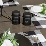 AuldHome Design Black Salt and Pepper Shaker Set; Modern Farmhouse Retro Style Shaker Set