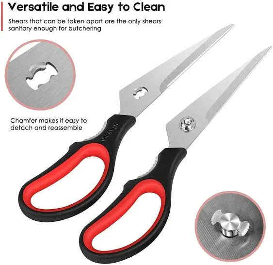 Kitchen Scissors iBayam Heavy Duty Kitchen Shears 2-Pack 9 Inch Dishwasher Safe Come Apart Food Scissors Multipurpose Stainless Steel Sharp Cooking Scissors for Chicken Poultry Fish Meat Herbs