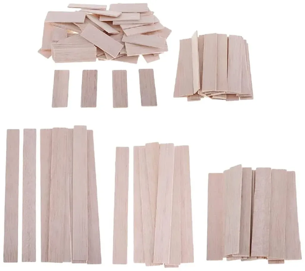 Perfect Stix 100 Pack Unfinished Natural Wood Rectangle Blank Pieces. Wooden Pieces for Arts & Crafts, Painting DIY Decorations. Size is (3.00” x 1.0” inches, 3mm)